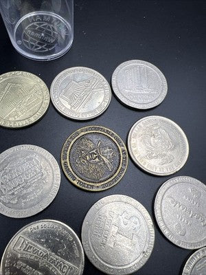 Lot of 20 $1 Casino Dollar Gaming Tokens Metal Circulated Conditions SKU#7533