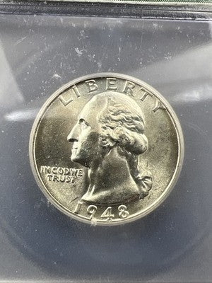 1948 P 25C Washington Quarter Silver Coin MS67 ICG #109