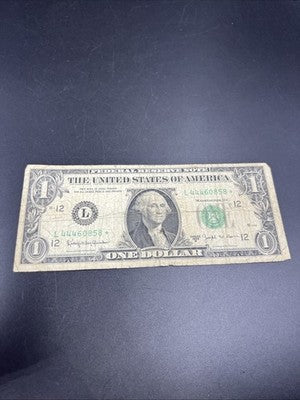 1963 B * Star $1 One Dollar Barr Note Neat Serial Number #444 Very Circulated