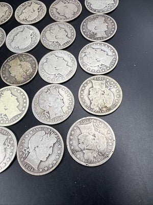 20 Coin Roll Barber 90% Silver Half Dollar Coins AG - G Very Circ Conditions S#a