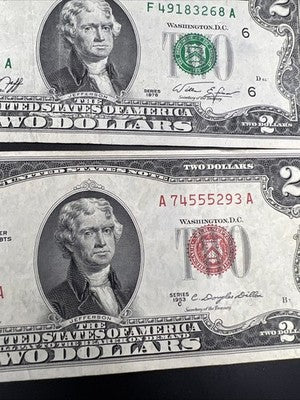 $2 Bill Collector's Lot 1953 C USN 1976 FRN 2017 A FRN F / VF Conditions #293