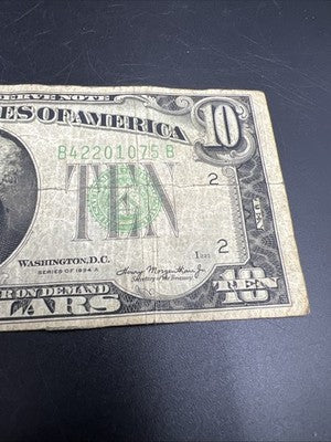 1934 Mule A $10 FRN Ten Dollar Federal Reserve Note New York District Good Circ