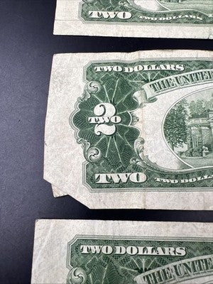 Lot of 10 1953 $2 USN Red Seal Legal Tender Bills VG Very Good + Circ #966