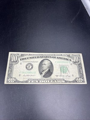 1950 A $10 FRN Federal Reserve Note Green Seal Fine / VF Circ #842