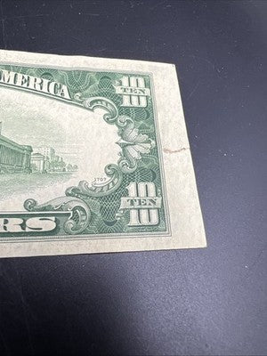 1950 B $10 FRN Federal Reserve Note Fine Details Taped Torn Edges
