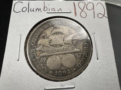 1892 50c Columbian Exposition Chicago World's Fair Silver Half Dollar XF EF S#1