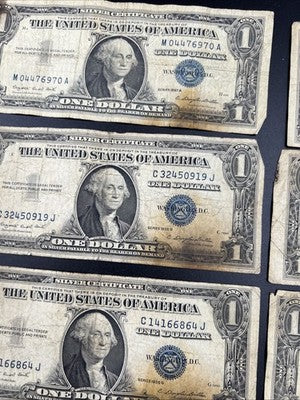Lot of 10 VERY CIRC 1957 1935 $1 Dollar Silver Certificate Blue Seal Notes #80