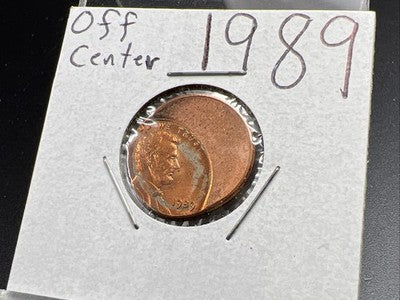 1989 1c Lincoln Memorial Cent Penny 45% Off Center BU UNC sk#3B