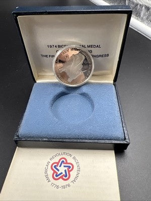 1974 US 1776-1976 Bicentennial John Adams Sterling Silver Medal w/ Box COA
