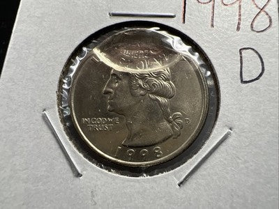 1998 D 25c Washington Quarter Coin Double Struck Major Error CH BU UNC