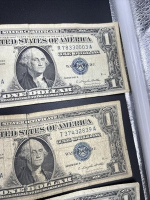 Lot of 10 VERY CIRC 1957 1935 $1 Dollar Silver Certificate Blue Seal Notes #09