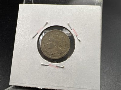 1873 Closed 3 Variety 3c Nickel Coin Major Lamination Reverse Fine Details
