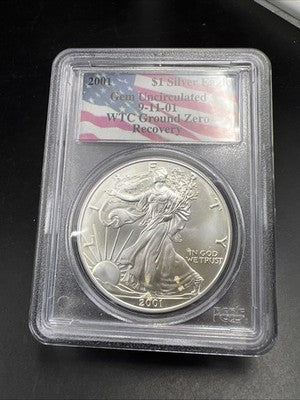 World Trade Center Recovery 2001 1 OZ ASE Ground Zero Silver Eagle PCGS Gem SK#A