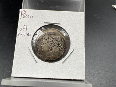 1880 Peru Pesata Off Center Error Coin VF Very Fine