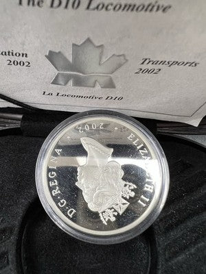 2002 Canada Locomotive 20 Dollars 31G Sterling Silver Proof Coin w/ Box COA
