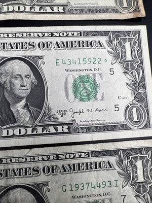 Lot of 4 1963 B $1 Barr Notes Fancy Serial Bills & * Star FRN Notes Circ #707