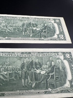 2 Note Lot Choice AU 1976 $2 FRN Bicentennial Federal Reserve Notes #205
