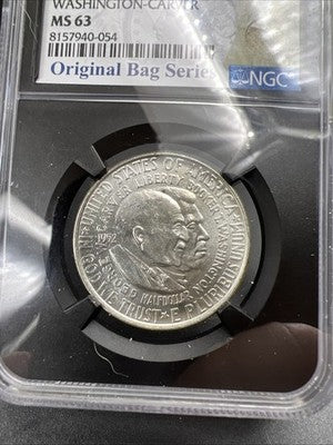 1952 50c Washington Carver Silver Half Dollar Coin NGC MS63 Original Bag Holder