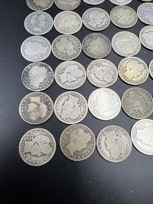 Barber Quarters 90% Silver Coin Quarter Roll $10 Face Value 40 Coins G-VG SKU#G