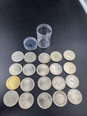 Lot of 20 $1 Casino Dollar Gaming Tokens Metal Circulated Conditions SKU#7546