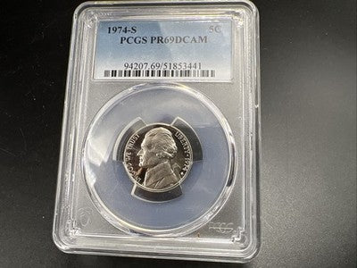 1974 S 5c Jefferson Nickel Proof Coin PCGS PR69 DCAM #441