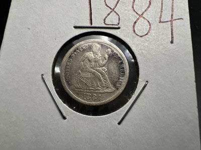 1884 10c Seated Liberty Silver Dime VF Details Polished Shiny Nice Look