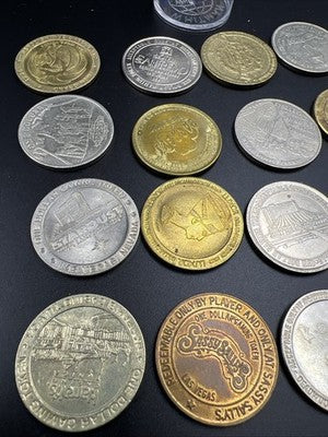 Lot of 20 $1 Casino Dollar Gaming Tokens Metal Circulated Conditions SKU#7549