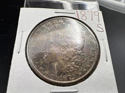 1879 S $1 Morgan Silver Dollar Coin BU Unc Neat Obverse Toning Toner
