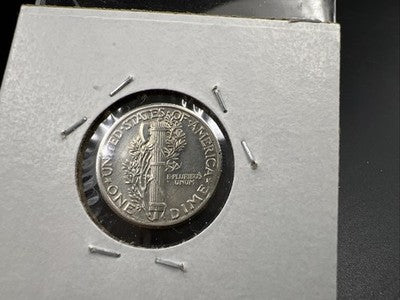 1927 P 10c Mercury Silver Dime Coin Clipped Planchet Error XF EF Extra Fine