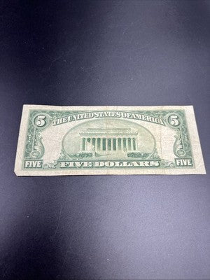 1953 B $5 Five Dollar US Silver Certificate Good / VG #105