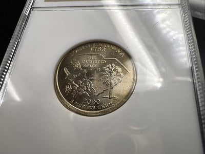 2000 P 25c South Carolina State Quarter Coin Partial Collar Error BU UNC