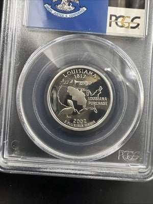 2002 S Proof Silver Louisiana Statehood Quarter Coin PCGS PR69 DCAM #686