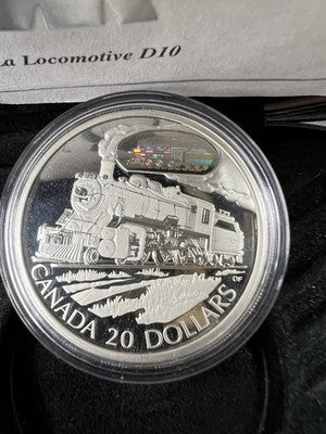 2002 Canada Locomotive 20 Dollars 31G Sterling Silver Proof Coin w/ Box COA