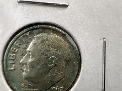 1962 D 10c Roosevelt Silver Dime Coin Clipped Planchet Major Error XF Detail
