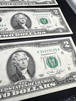 4 Consecutive 1976 $2 Two Dollar FRN Federal Reserve Notes CH UNC #25