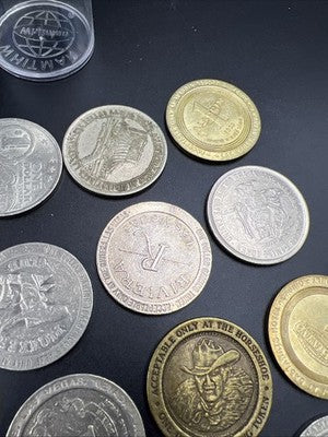 Lot of 20 $1 Casino Dollar Gaming Tokens Metal Circulated Conditions SKU#7534