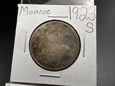 1923 S Monroe Doctrine Centennial Silver Commem Half Dollar Coin AU About Toned