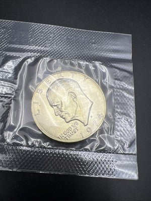 1974 S $1 Eisenhower Ike 40% Proof Silver Dollar Coin in Mint Cello