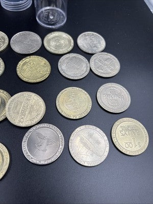 Lot of 20 $1 Casino Dollar Gaming Tokens Metal Circulated Conditions SKU#7523