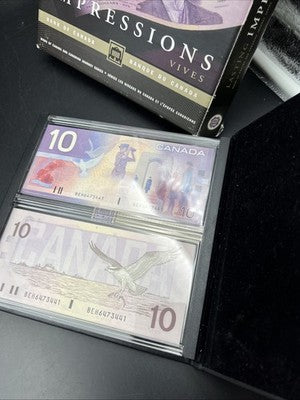 1986-2001 Lasting Impressions Collector's Set- Two Canada $10 Bank Notes