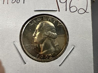 1962 25c Washington 90% Silver Choice Proof Quarter Coin Neat Toning Toner