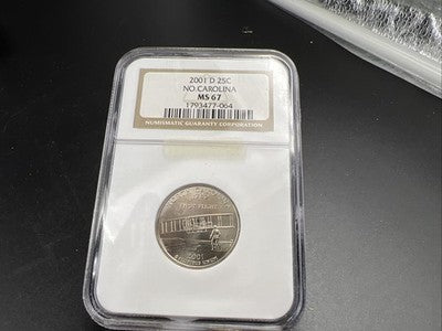 2001 D 25c North Carolina State Statehood Quarter Coin NGC MS67 SMS #064