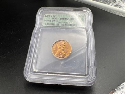 1960 D 1c Lincoln Memorial Cent ICG MS67 RD #132 Used Holder