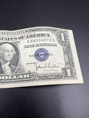 1935 D $1 Narrow Margin One Dollar Silver Certificate VF Very Fine #72