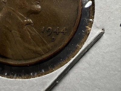 1944 D/D 1c Lincoln Wheat Cent Penny RPM Repunched mint mark VF Circ
