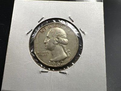 1962 D 25c Washington Silver Quarter Coin Double Clipped Planchet Error + RPM