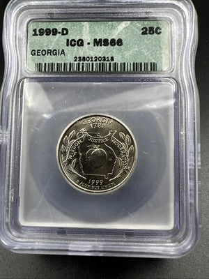 1999 D Georgia State Statehood Quarter Coin MS66 ICG #18