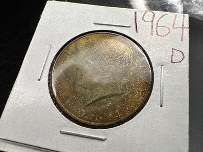 1964 D 50c Kennedy 90% Silver Half Dollar Coin BU NC Neat Toning Obverse SK#1