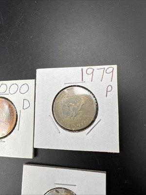 Toner Trio 2x 1979 SBA Susan B Anthony & 2000 D Sacagawea Dollar Coins BU UNC #A