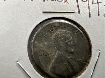 1943 1c Lincoln Steel Cent Penny Broadstruck Errror Coin VG / F Circ